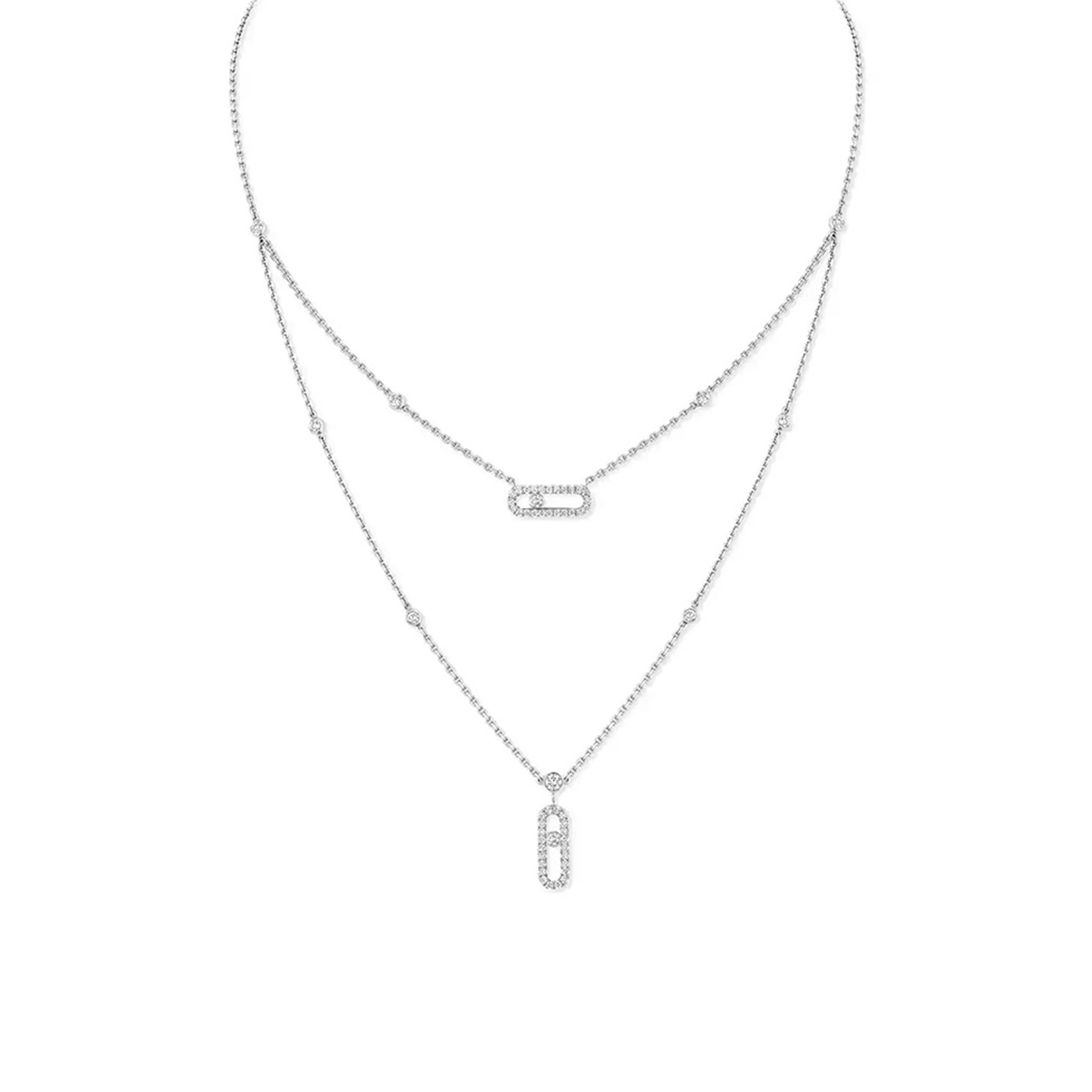 MESSIKA MOVE UNO DOUBLE CIRCLE PAVE DIAMOND NECKLACE 07174-WG